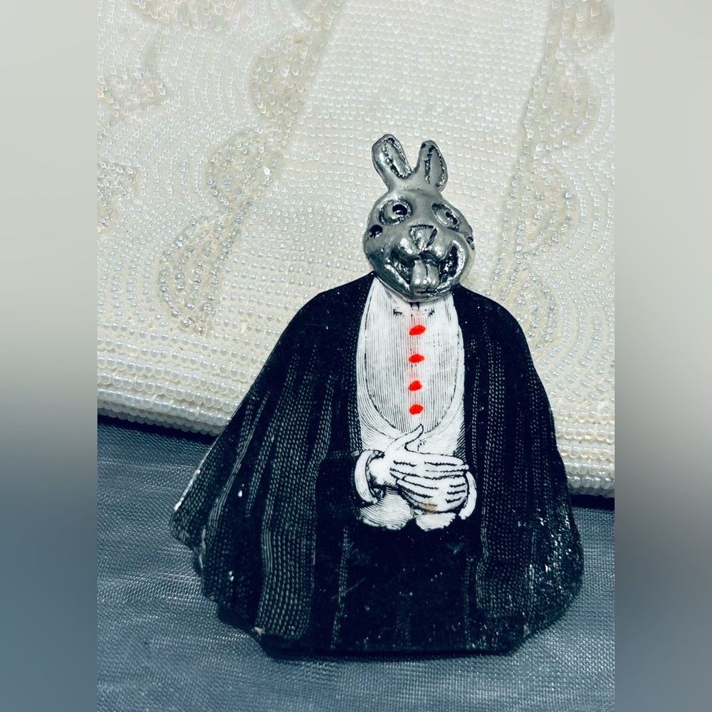 Tuxedo costumed rabbit magician artisan goth Pin Brooch The Shining